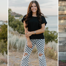 Load image into Gallery viewer, Black &amp; White Checkered Jeans
